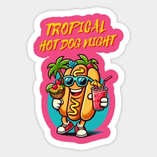 Tropical Hot Dog Night Mascot Sticker
